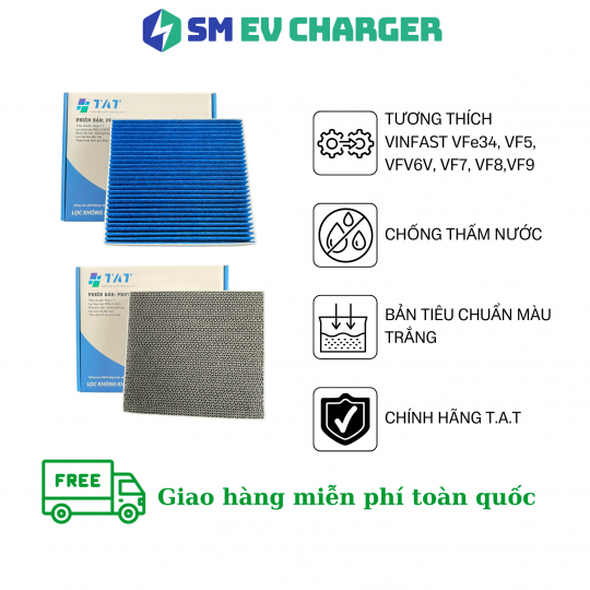 Lọc gió điều hòa xe điện VinFast - Lọc NANO CARBON XANH COMBI, HEPA 11